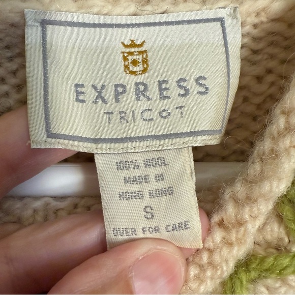 Vintage Express tricot wool high neck, snowflake tunic sweater size S bulky - Picture 2 of 7